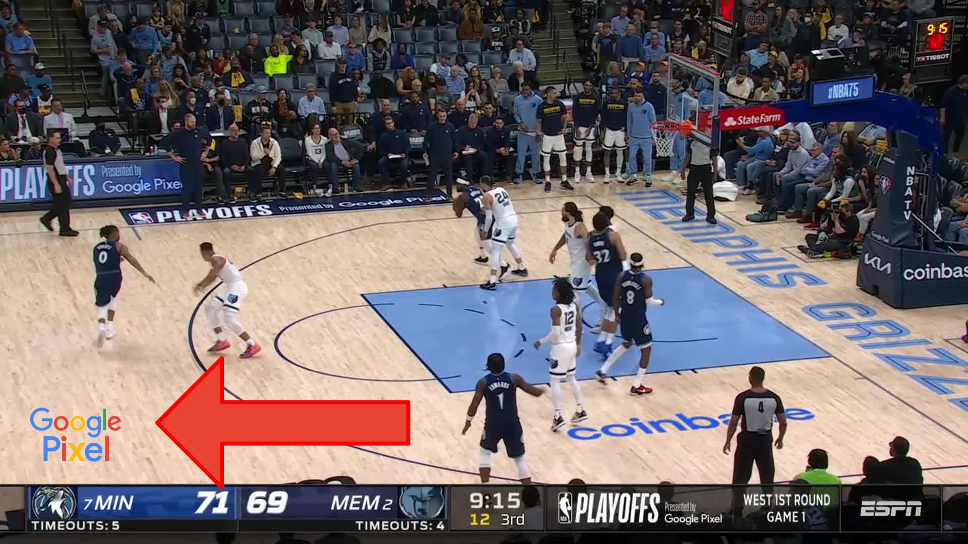 Google Pixel Ad On NBA Court
